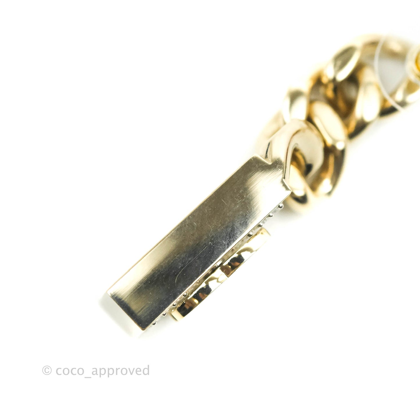 Chanel Chain CC Crystal Plate Drop Earrings Gold Tone 21C