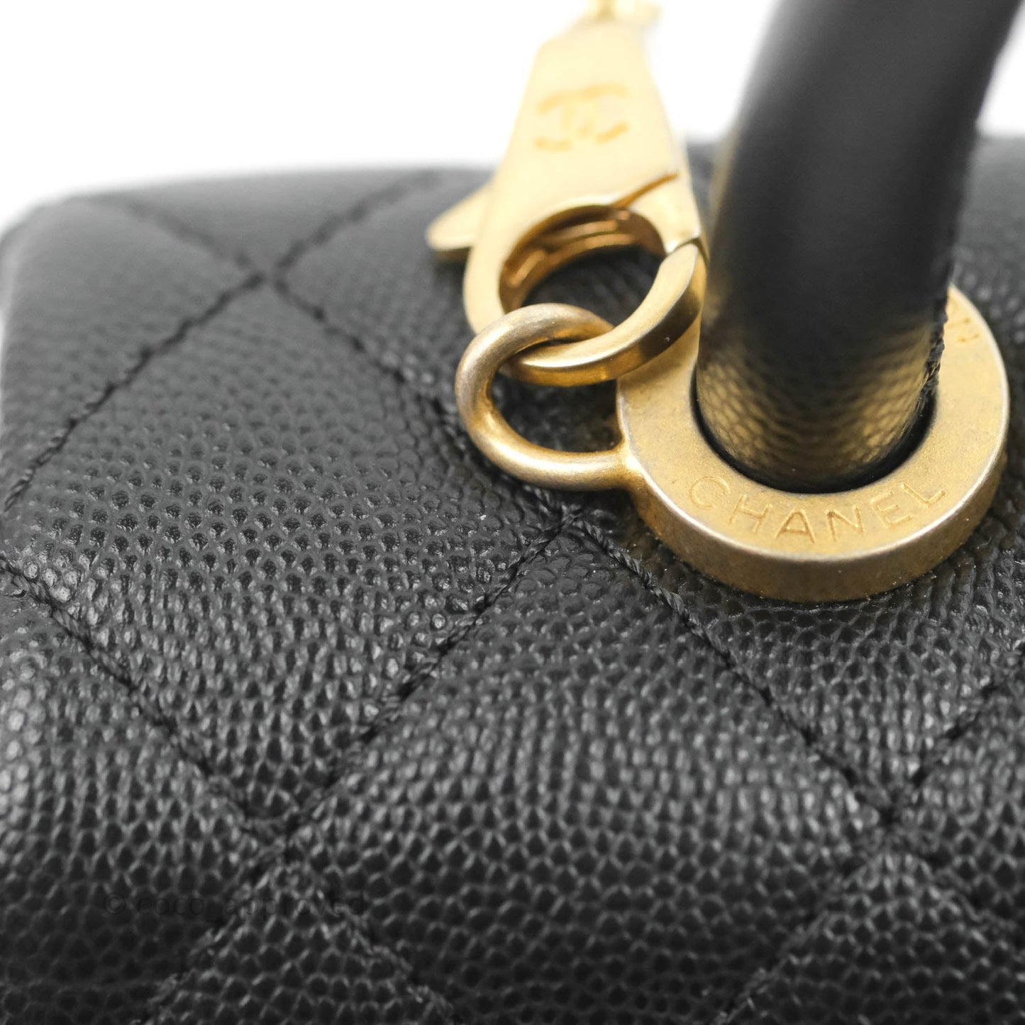 Chanel Small Coco Handle Black Caviar Aged Gold Hardware