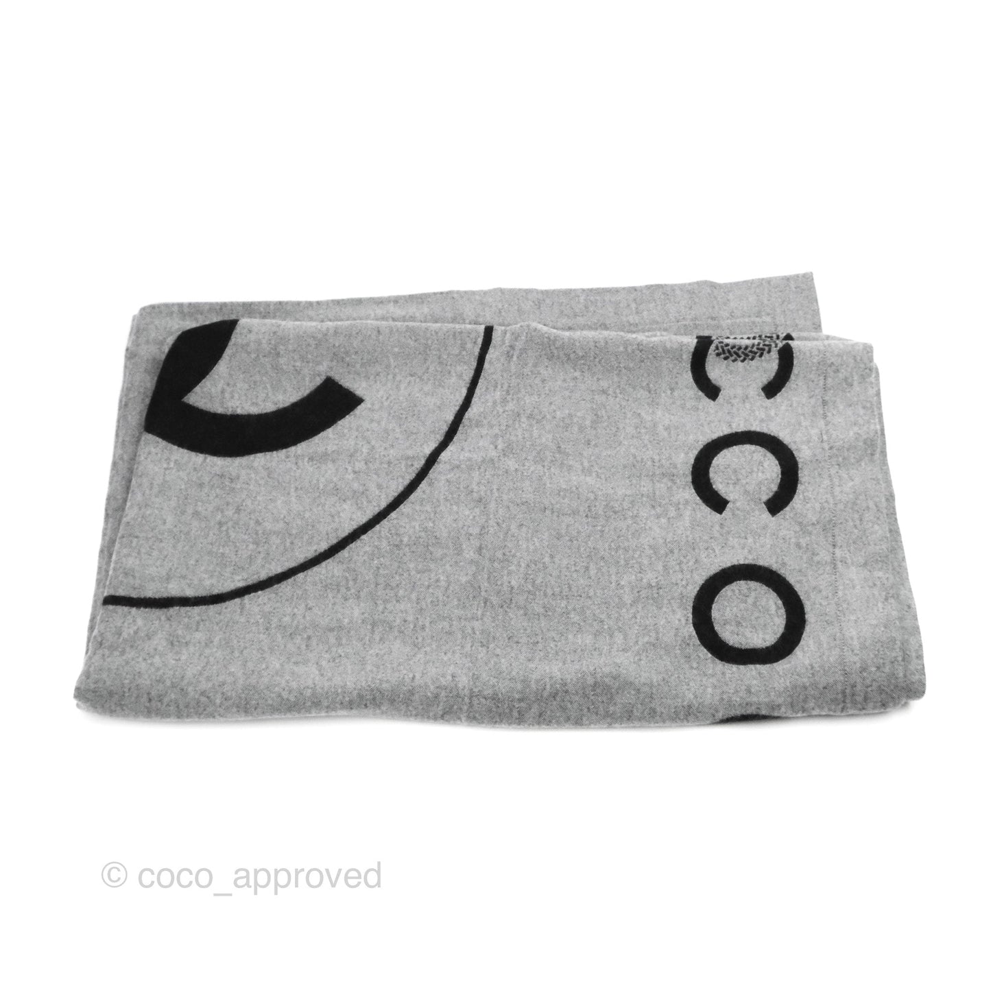 Chanel Travel Set Blanket & Sleep Eye Mask Black/Grey Wool/Silk