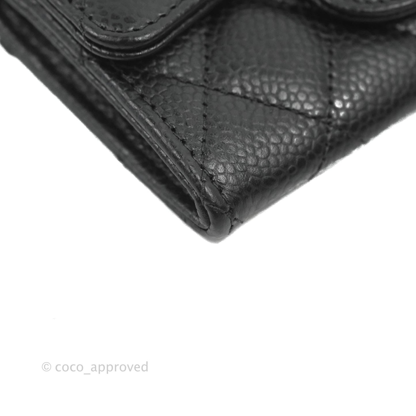 Chanel Quilted Flap Card Holder Black Caviar Gold Hardware