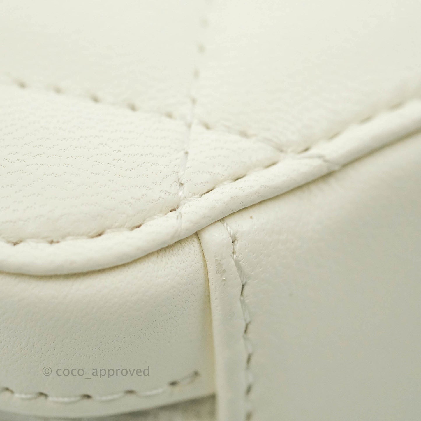 Chanel Mini Pearl Crush Quilted Camera Case White Lambskin Aged Gold Hardware