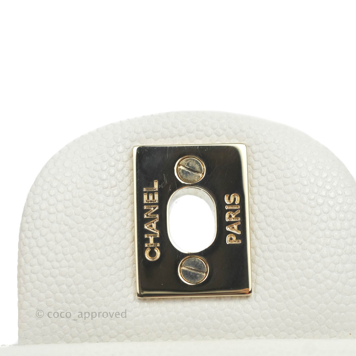 Chanel Small S/M Classic Quilted Flap White Caviar Gold Hardware