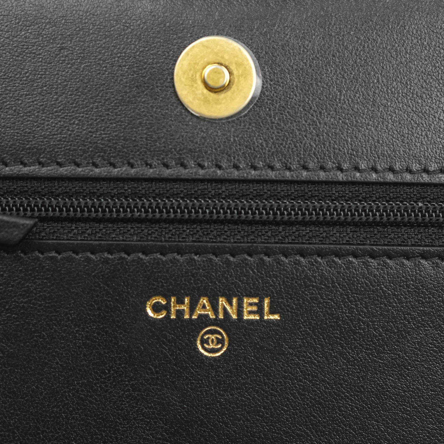 Chanel Quilted Boy Wallet on Chain WOC Black Caviar Aged Gold Hardware