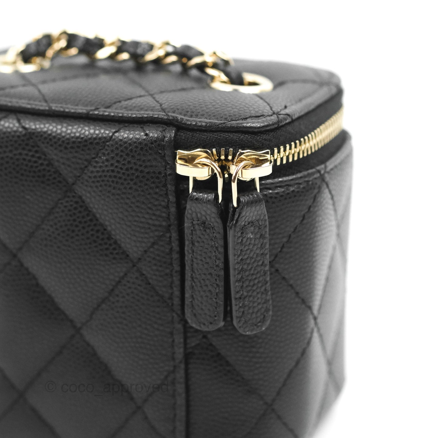 Chanel Mini Vanity With Chain Black Caviar Gold Hardware