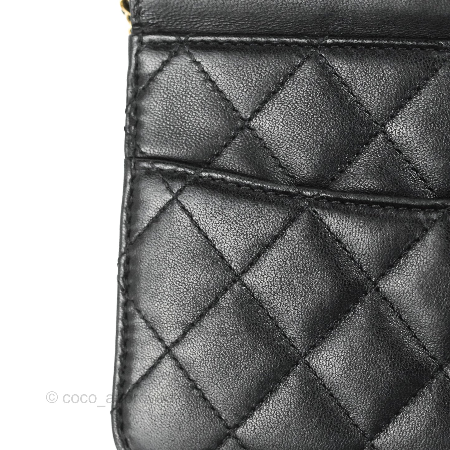 Chanel Mini Flap on Chain Black Calfskin Aged Gold Hardware