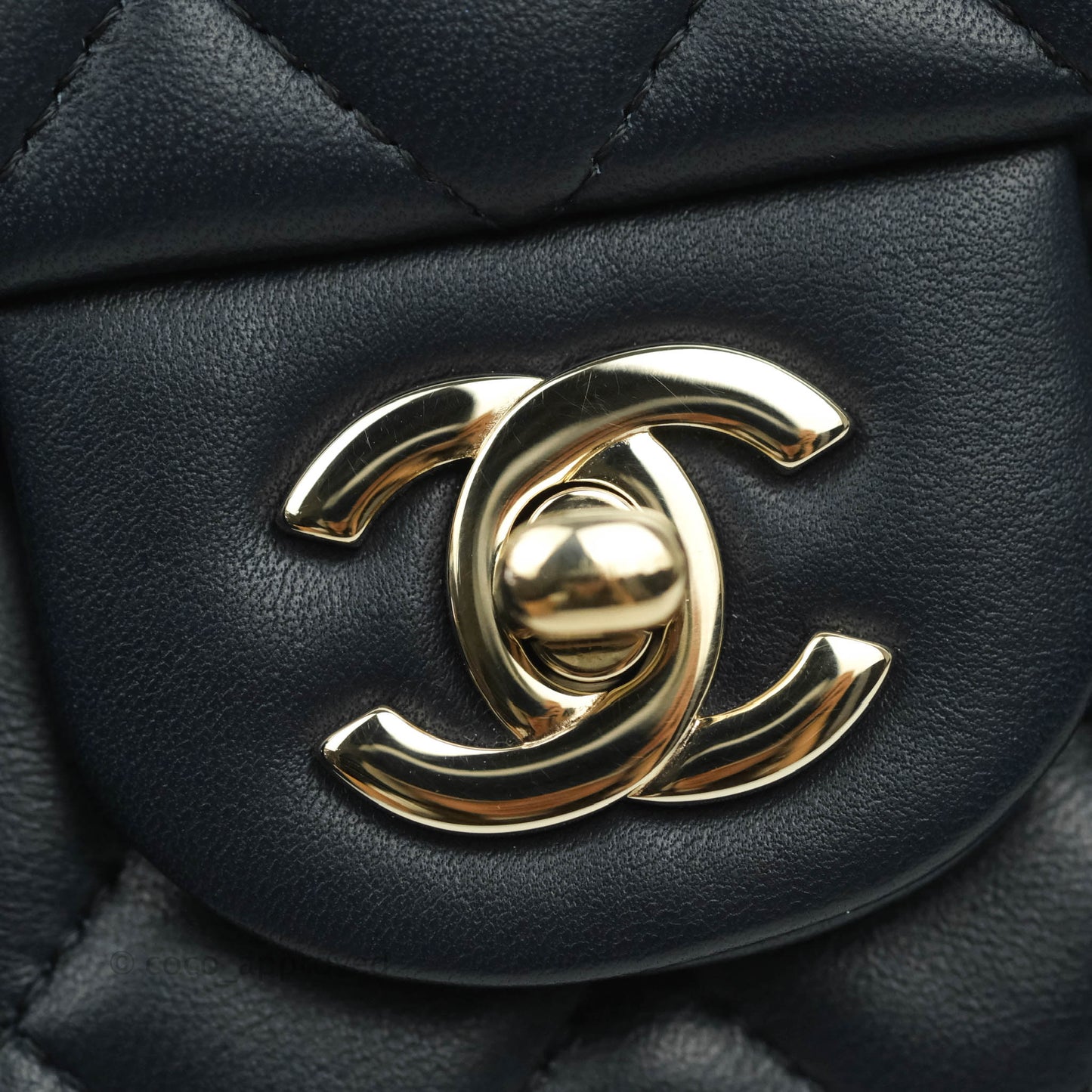 Chanel Quilted Mini Rectangular Flap Navy Lambskin Gold Hardware