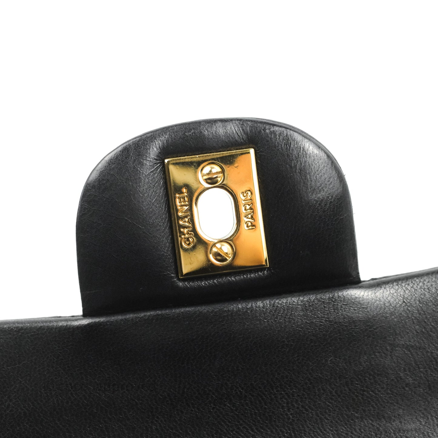 Chanel Classic M/L Medium Double Flap Black Lambskin Gold Hardware