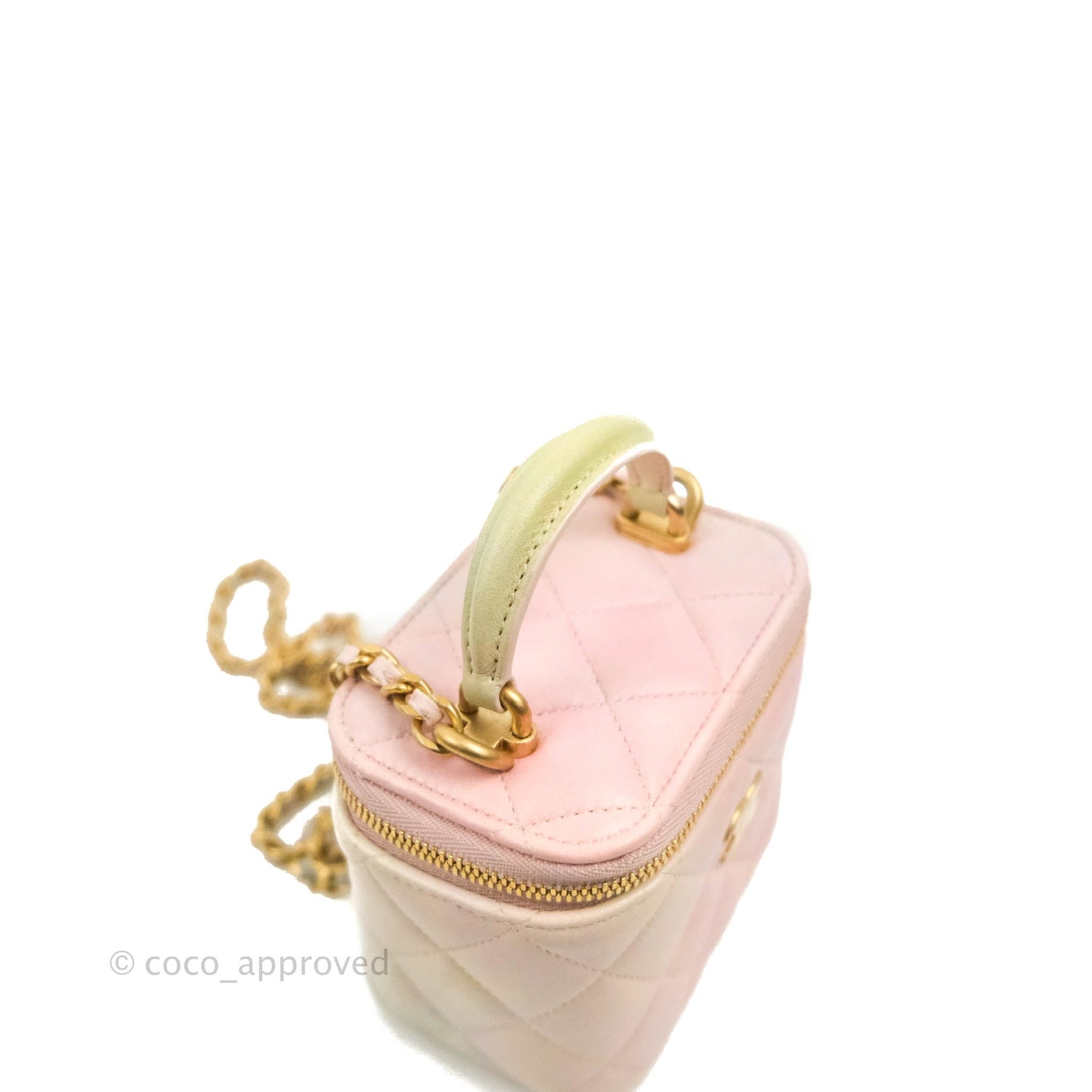 Chanel Mini Top Handle Vanity With Chain Rainbow Lambskin Aged Gold Hardware