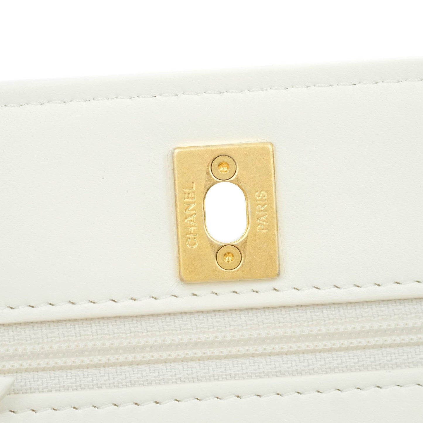 Chanel Quilted Pearl Crush Wallet on Chain WOC White Lambskin Aged Gold Hardware