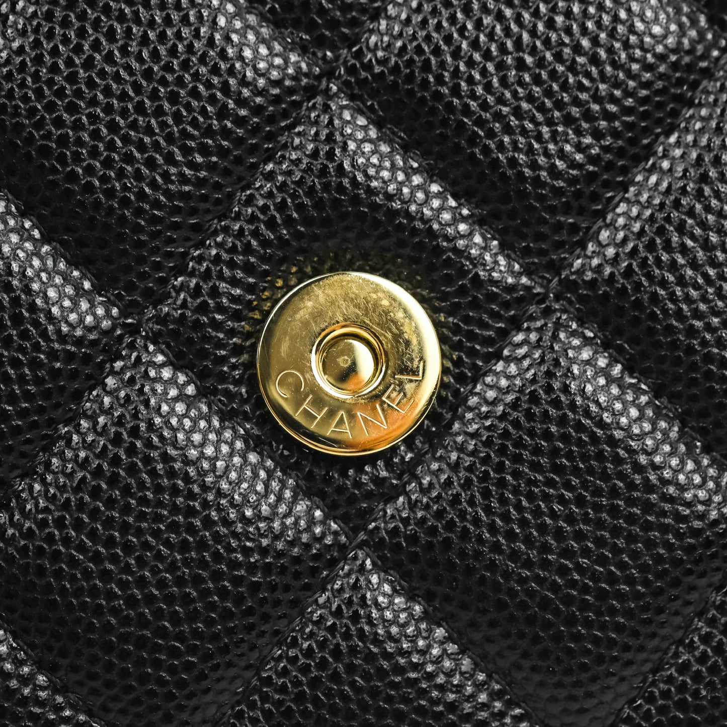 Chanel Quilted WOC Black Caviar Gold Hardware With Charms