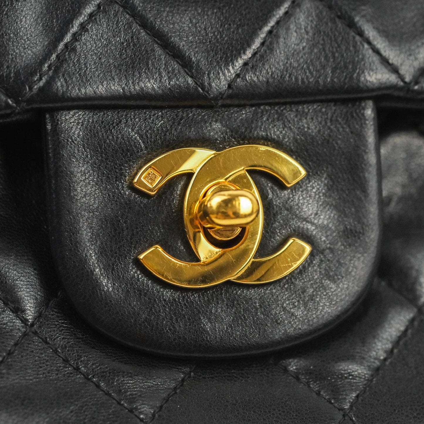 Chanel Classic Vintage Medium Flap Black Lambskin 24K Gold Hardware