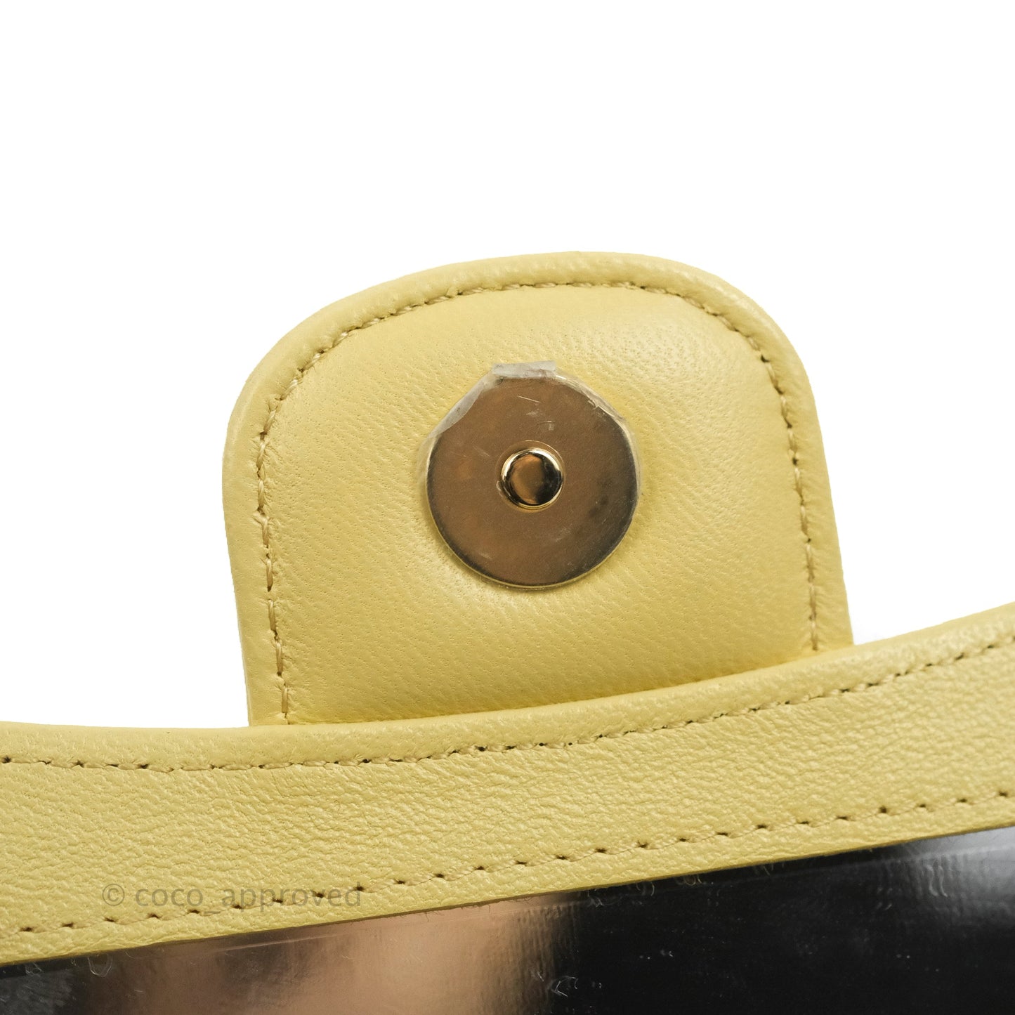 Chanel Mini Handle Clutch With Chain Yellow Lambskin Gold Hardware