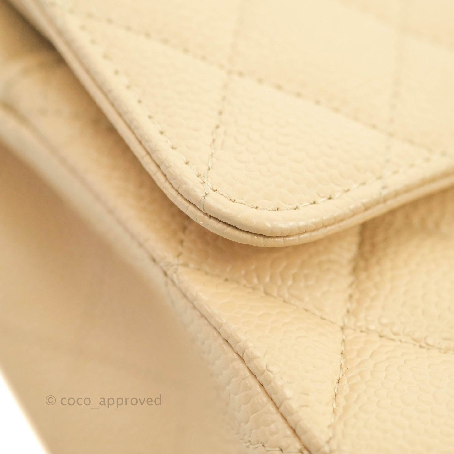 Chanel Classic M/L Medium Flap Quilted Beige Caviar Gold Hardware