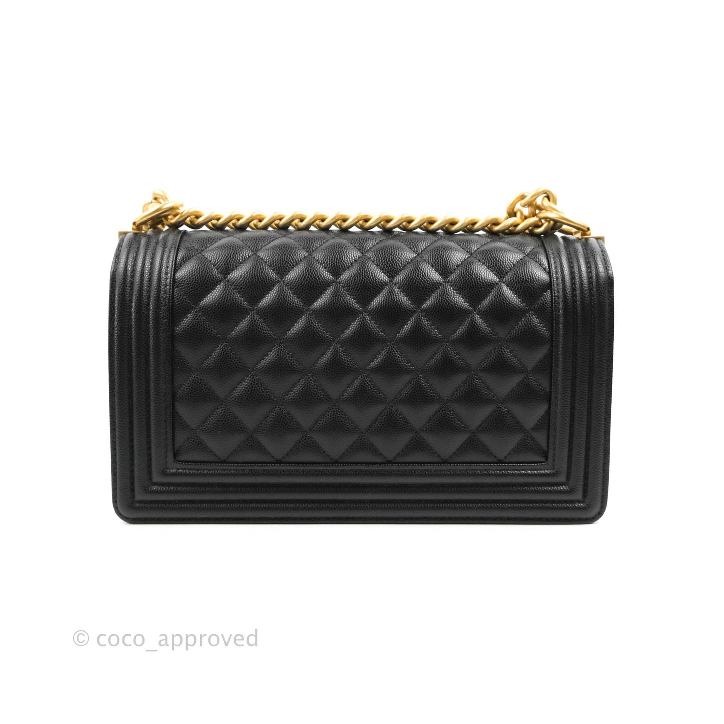 Chanel Quilted Medium Boy Black Caviar Aged Gold Hardware