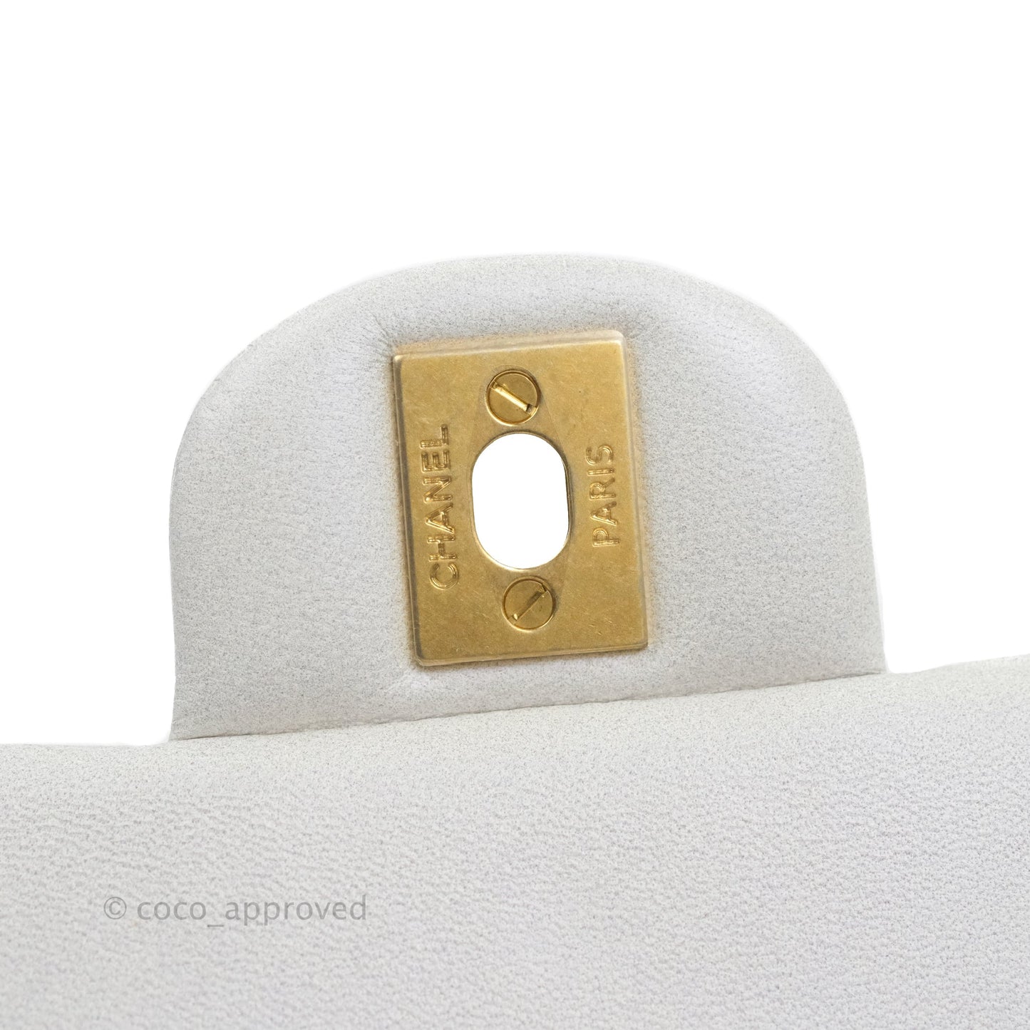 Chanel Top Handle Mini Rectangular Flap Bag Iridescent White Lambskin Aged Gold Hardware