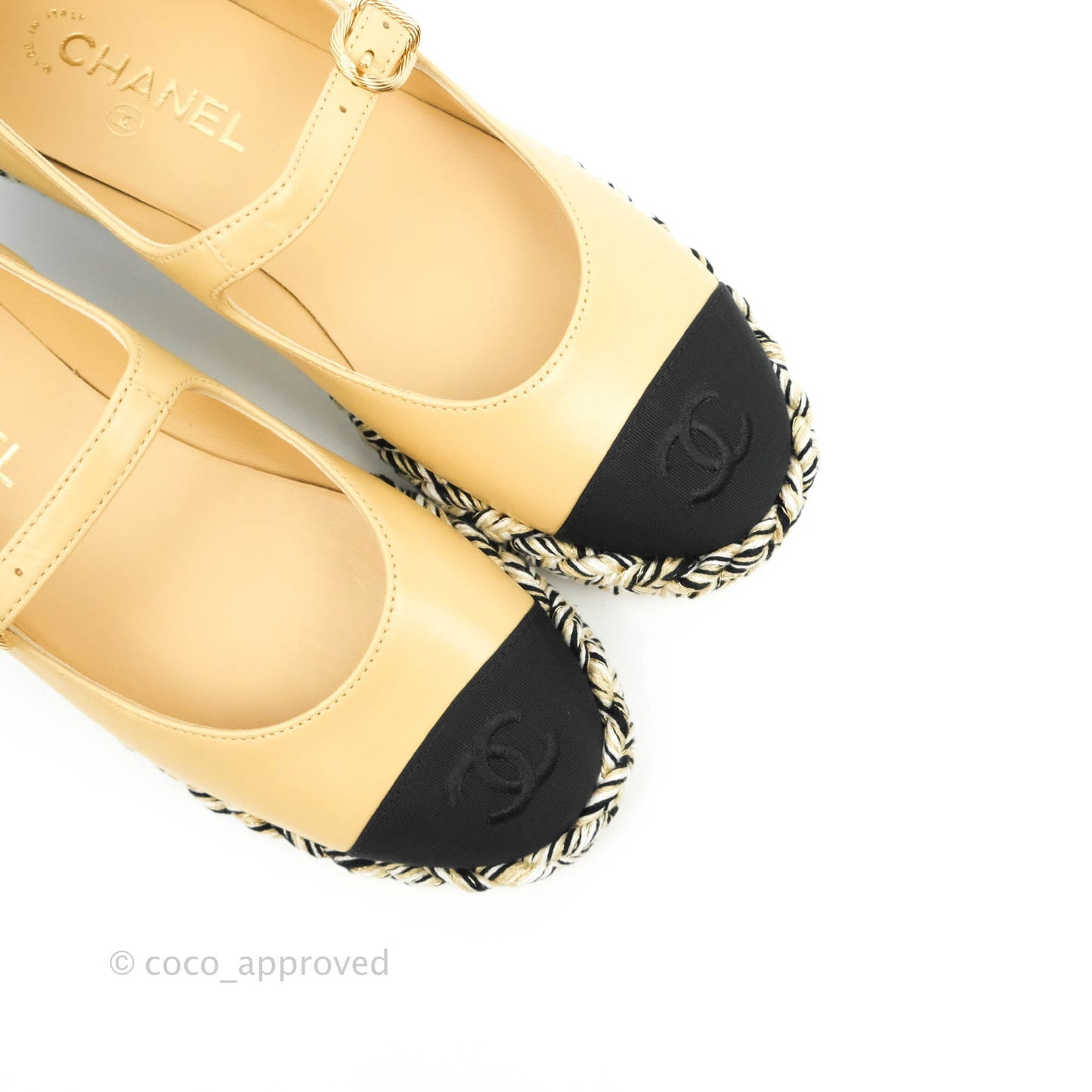 Chanel Espadrilles Beige Black 39C