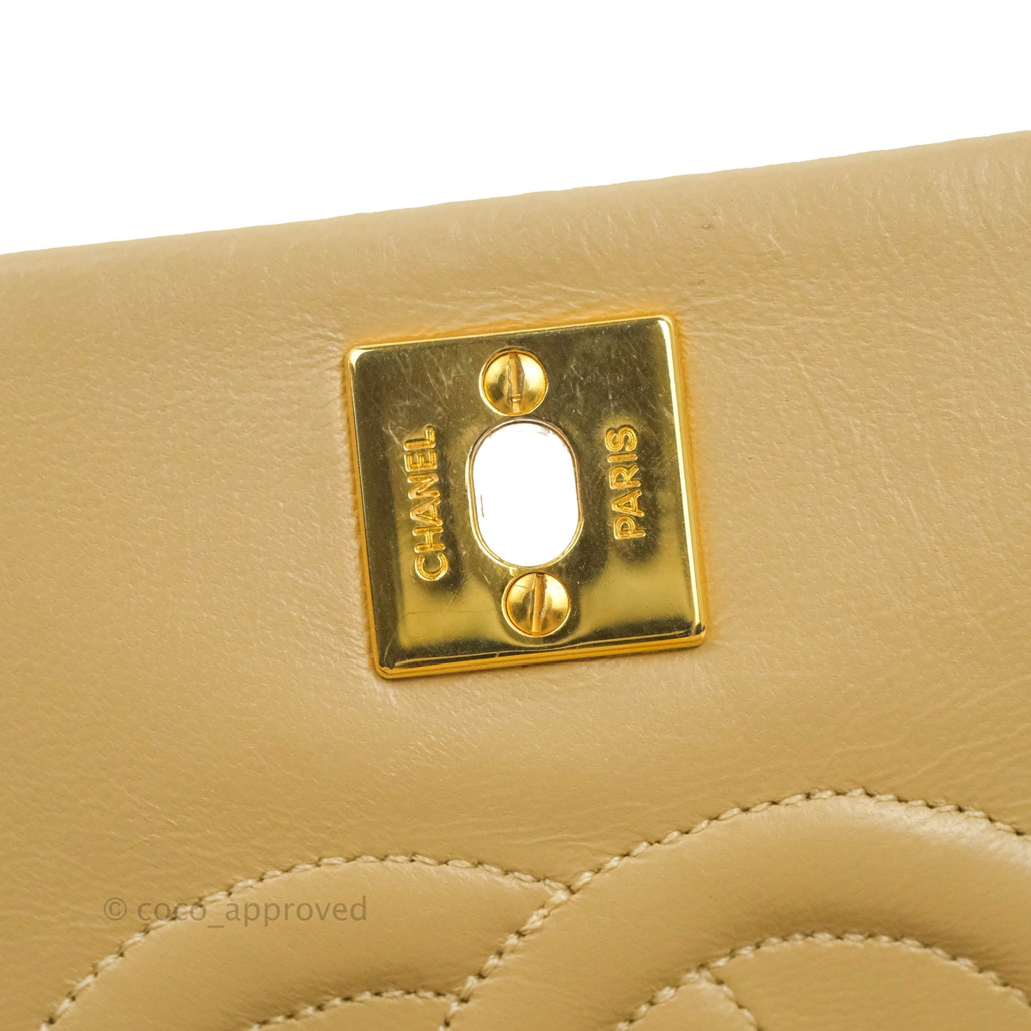 Chanel Vintage Small Single Full Flap Bag Beige Lambskin 24K Gold Hardware