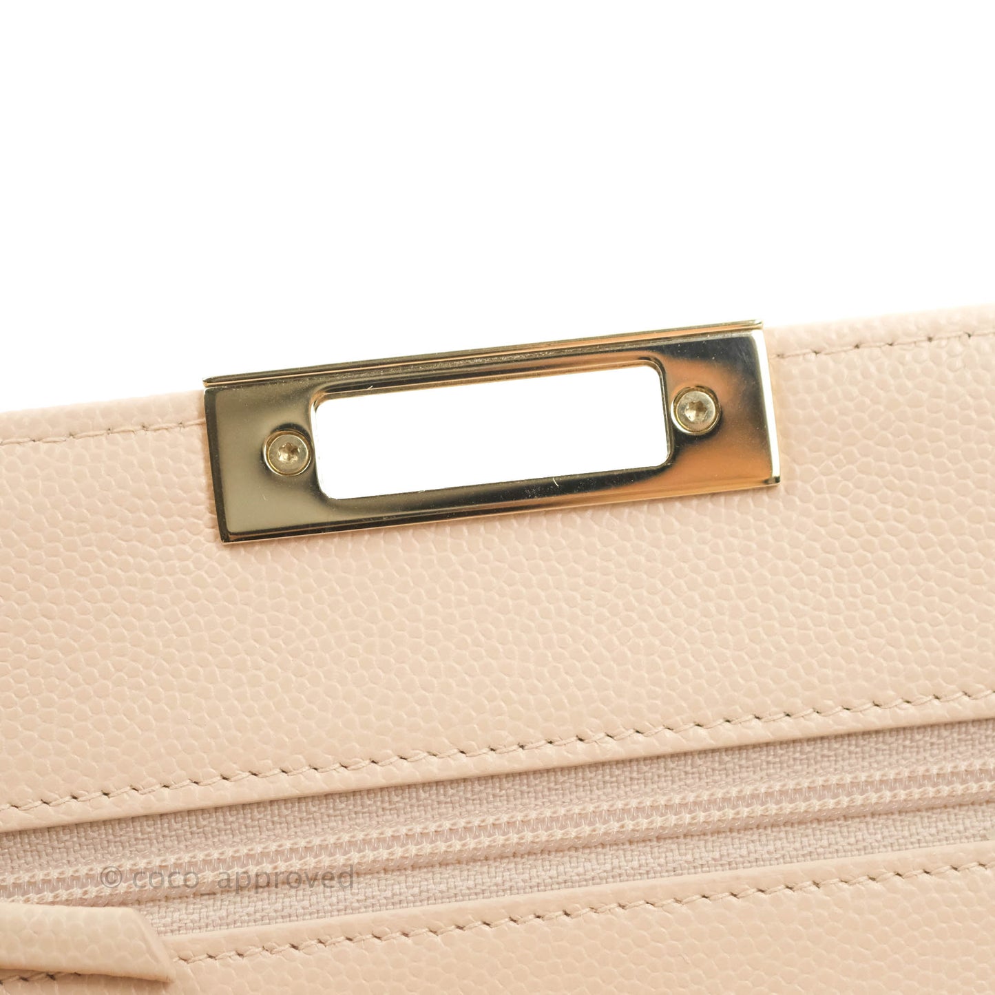Chanel Quilted Golden Class Wallet on Chain WOC Light Beige Caviar Gold Hardware