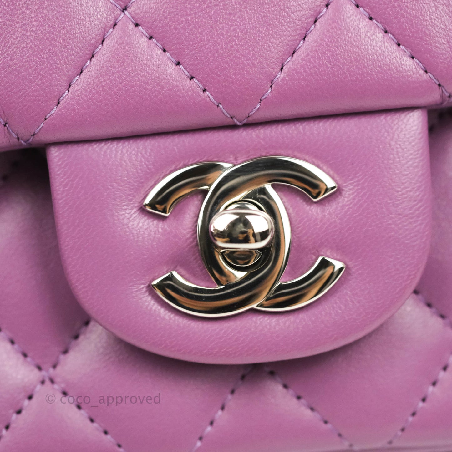 Chanel Quilted Mini Rectangular Flap Purple Lambskin Silver Hardware