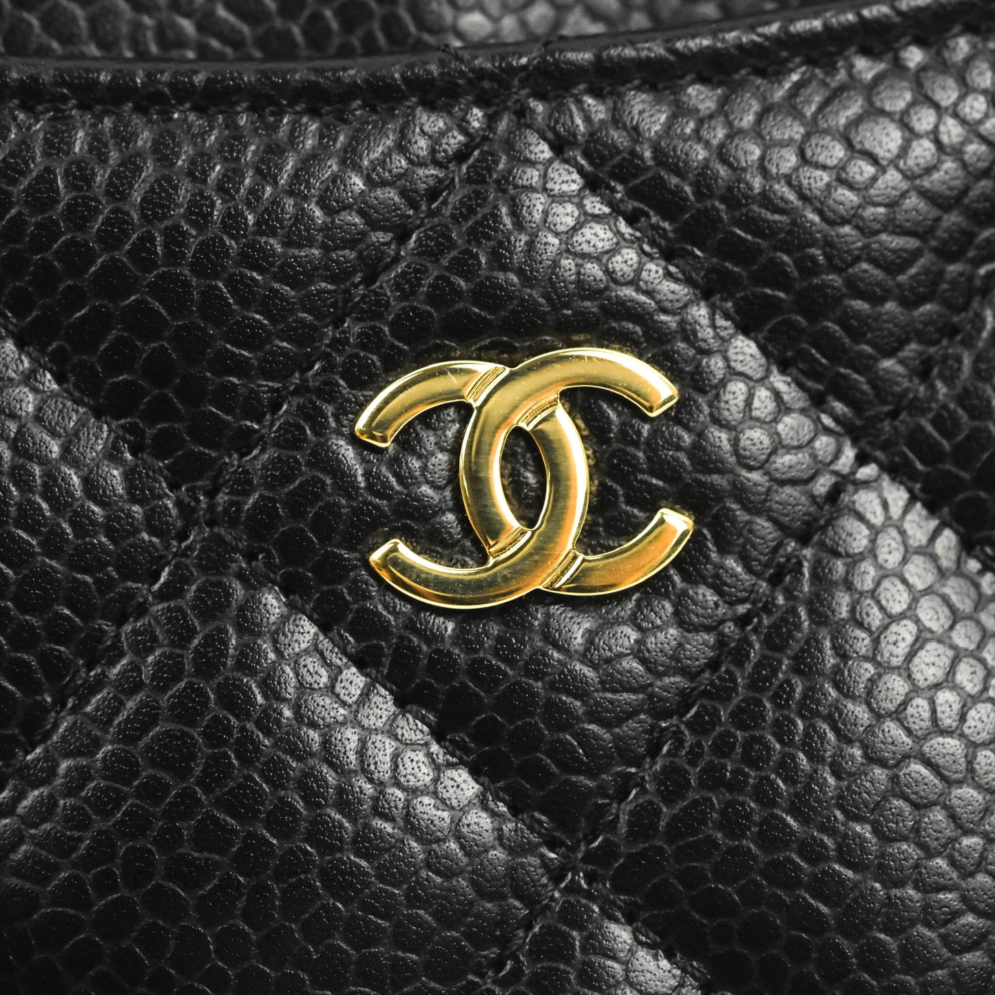 Chanel Classic Flat Card Holder Black Caviar Gold Hardware