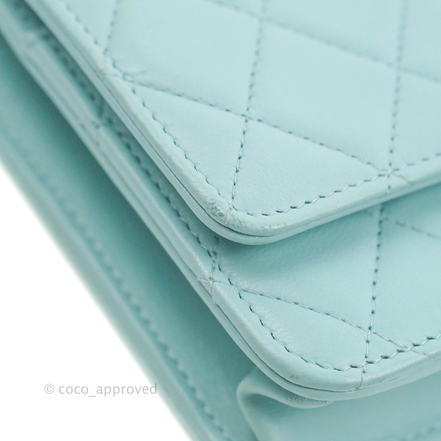 Chanel Trendy CC Quilted Wallet on Chain WOC Tiffany Blue Lambskin Gold Hardware