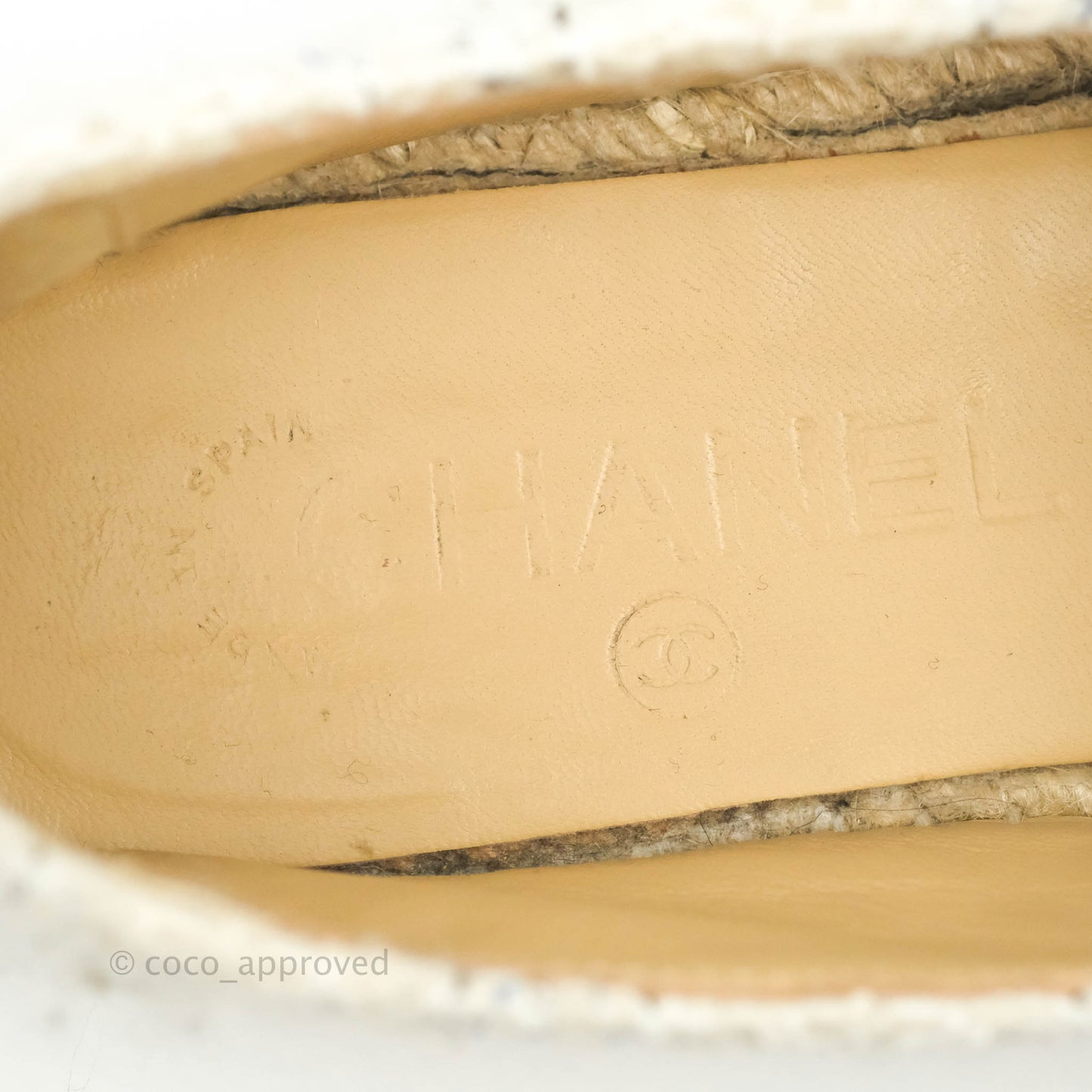 Chanel CC Espadrilles Tweed Black White Size 36