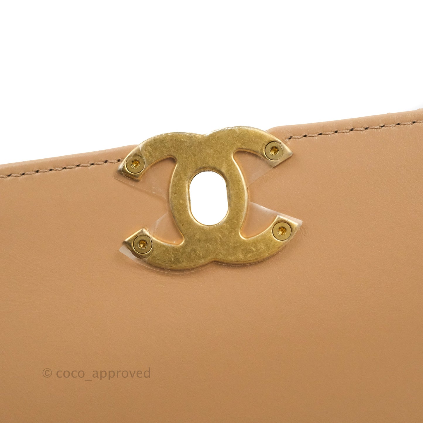 Chanel Quilted Perfect Fit Adjustable Beige Calfskin Gold Hardware 21A