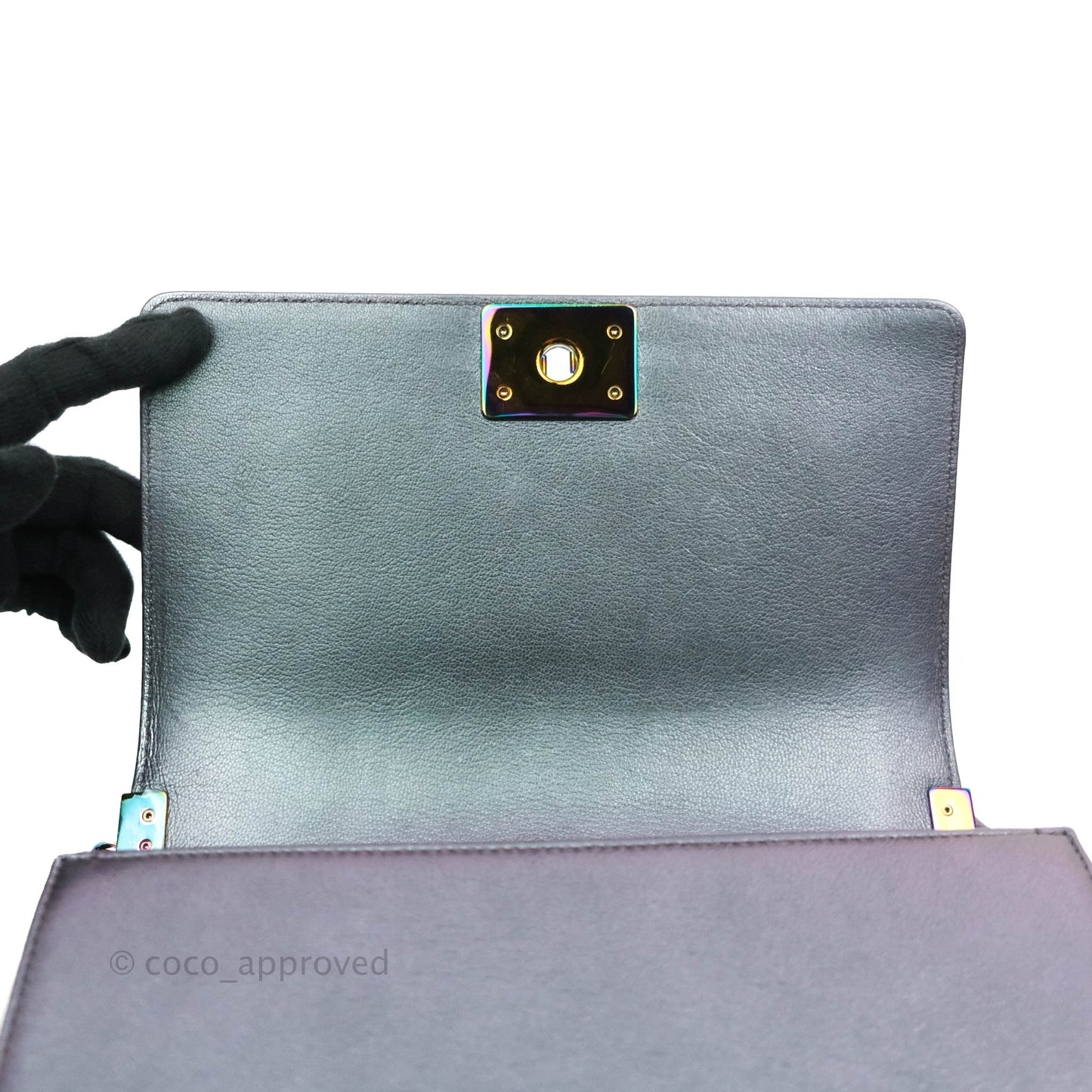 Chanel Medium Boy Bag Iridescent Purple Calfskin Mermaid Rainbow Hardware