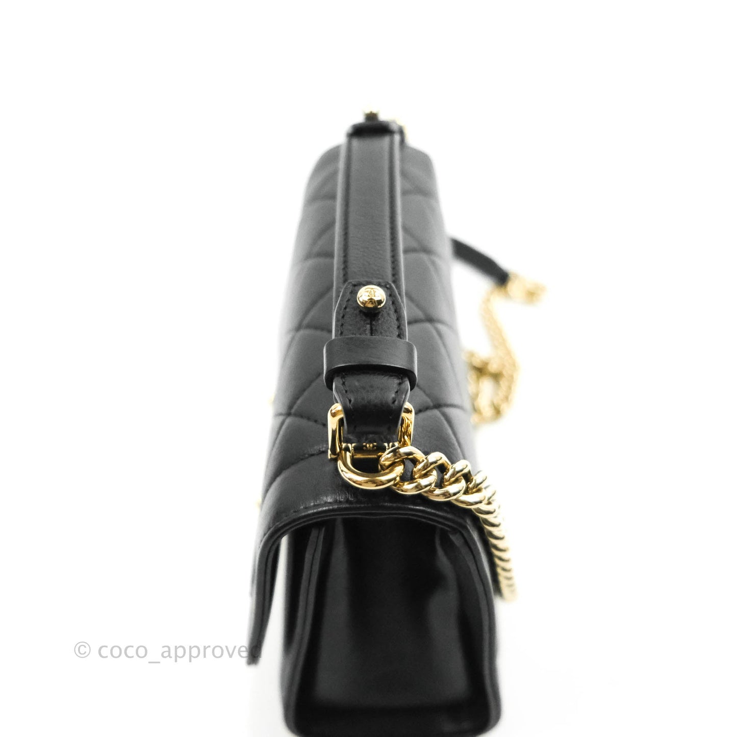 Chanel Quilted Small Label Click Flap Bag Black Grained Calfskin Gold Hardware