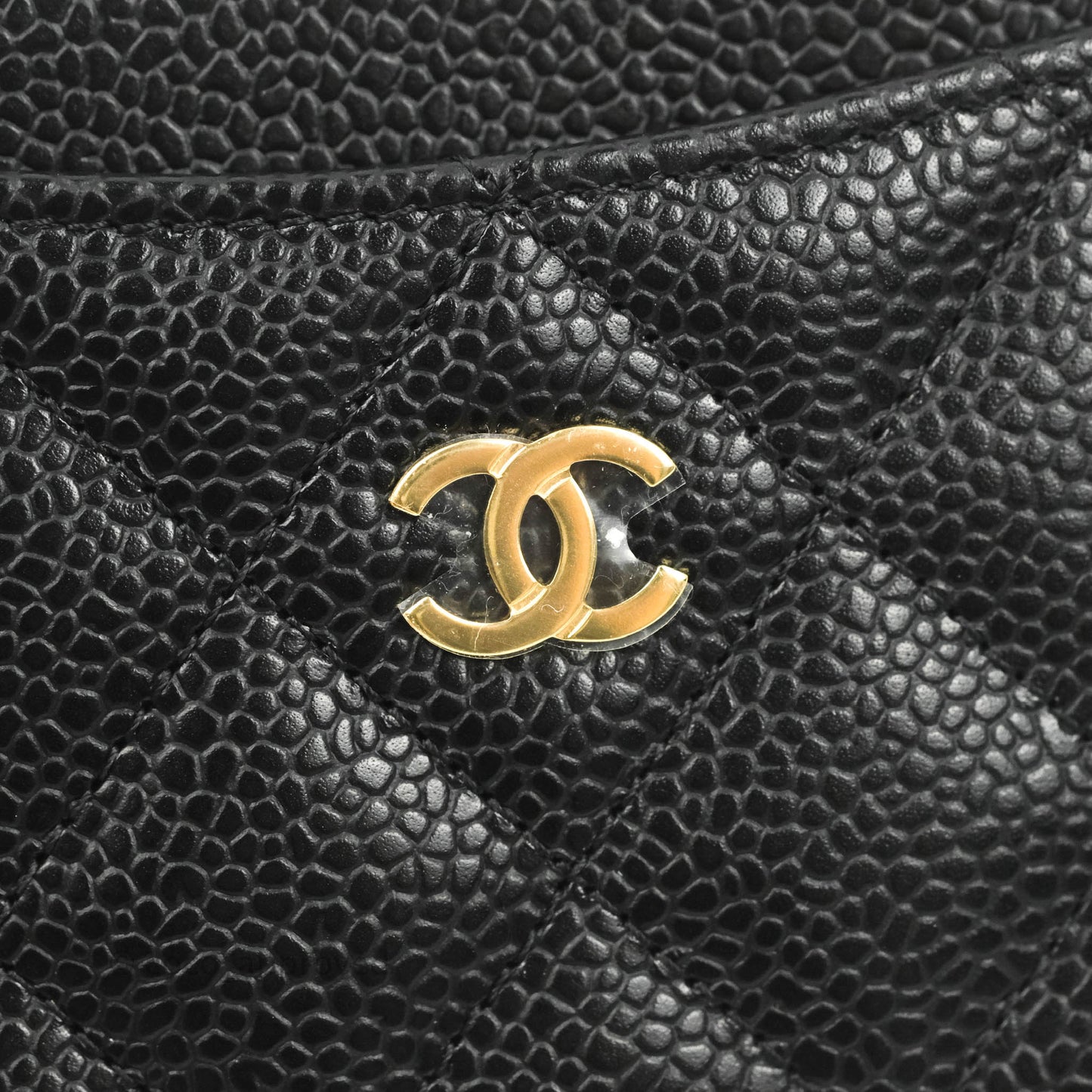 Chanel Classic Flat Card Holder Black Caviar Gold Hardware