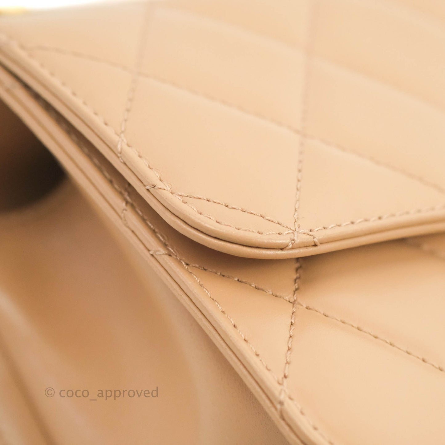 Chanel Quilted Perfect Fit Adjustable Beige Calfskin Gold Hardware 21A