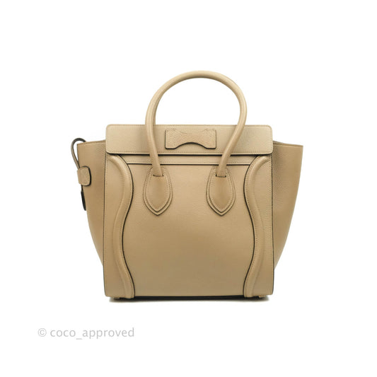 Celine Micro Luggage Handbag Dune Grained Calfskin