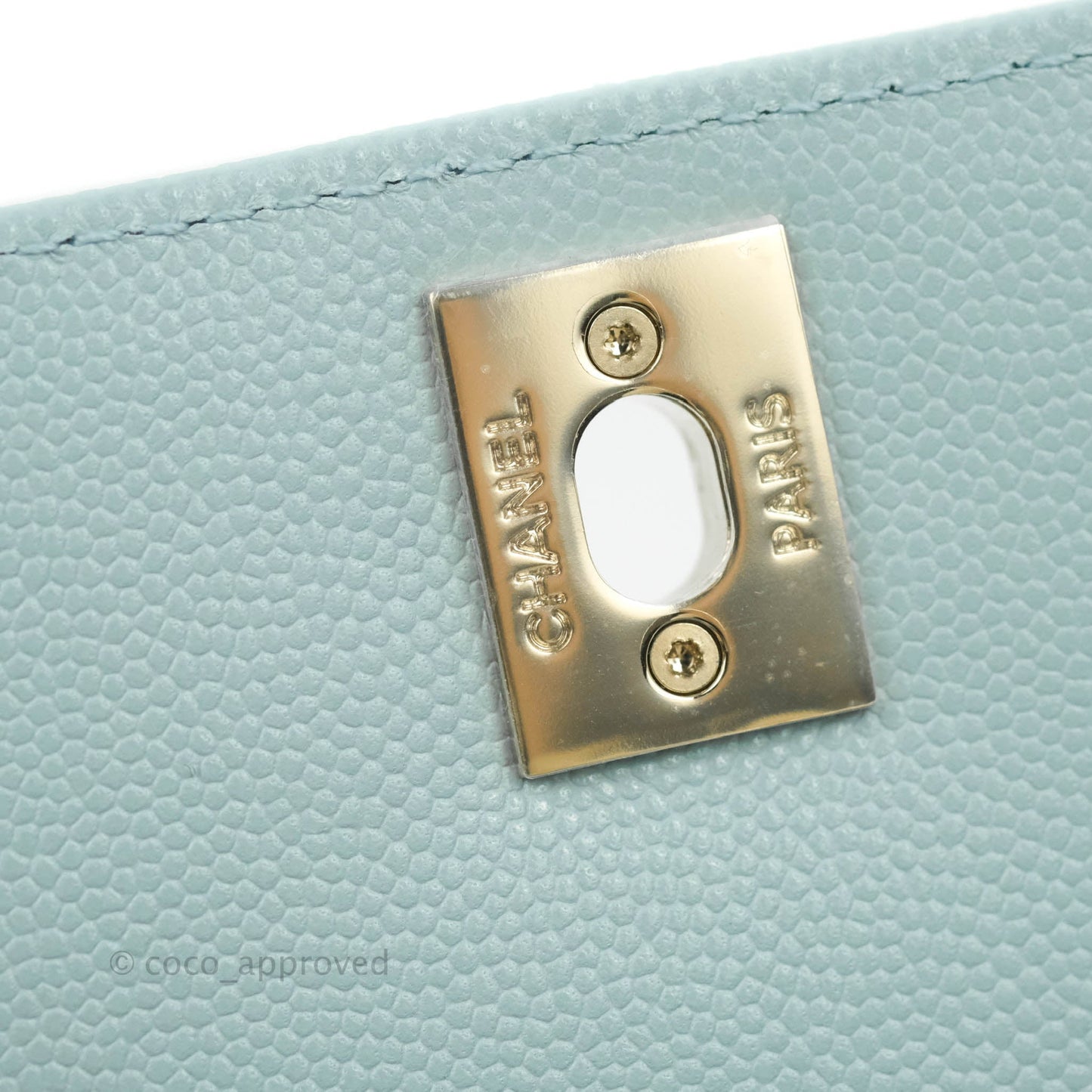 Chanel Mini Coco Handle Quilted Light Blue Caviar Gold Hardware