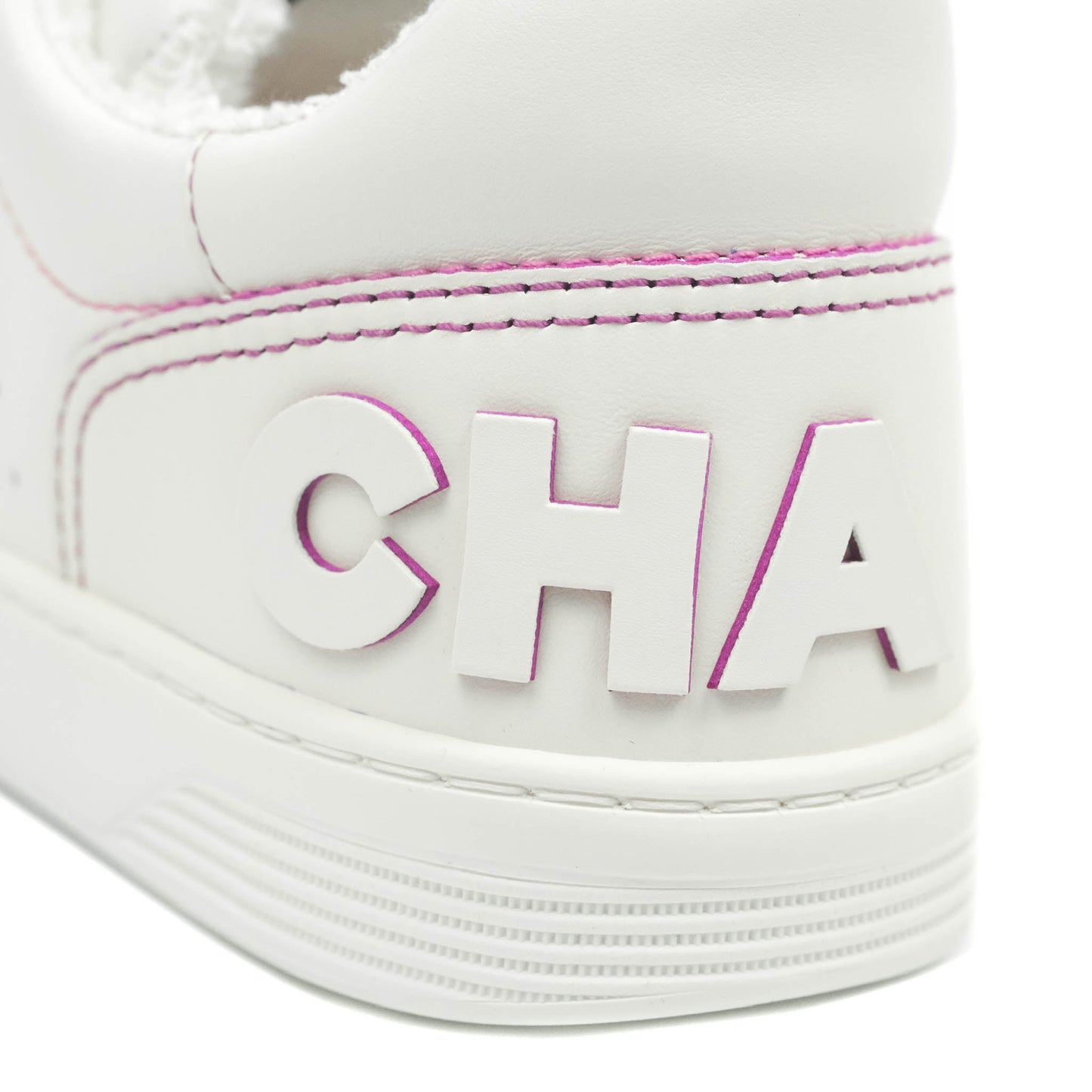 Chanel Calfskin Logo Sneakers White Pink Size 36.5