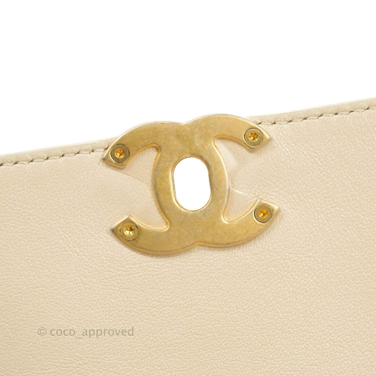 Chanel Small Flat Quilted Coco Luxe Flap Bag Light Beige Aged Gold Hardware