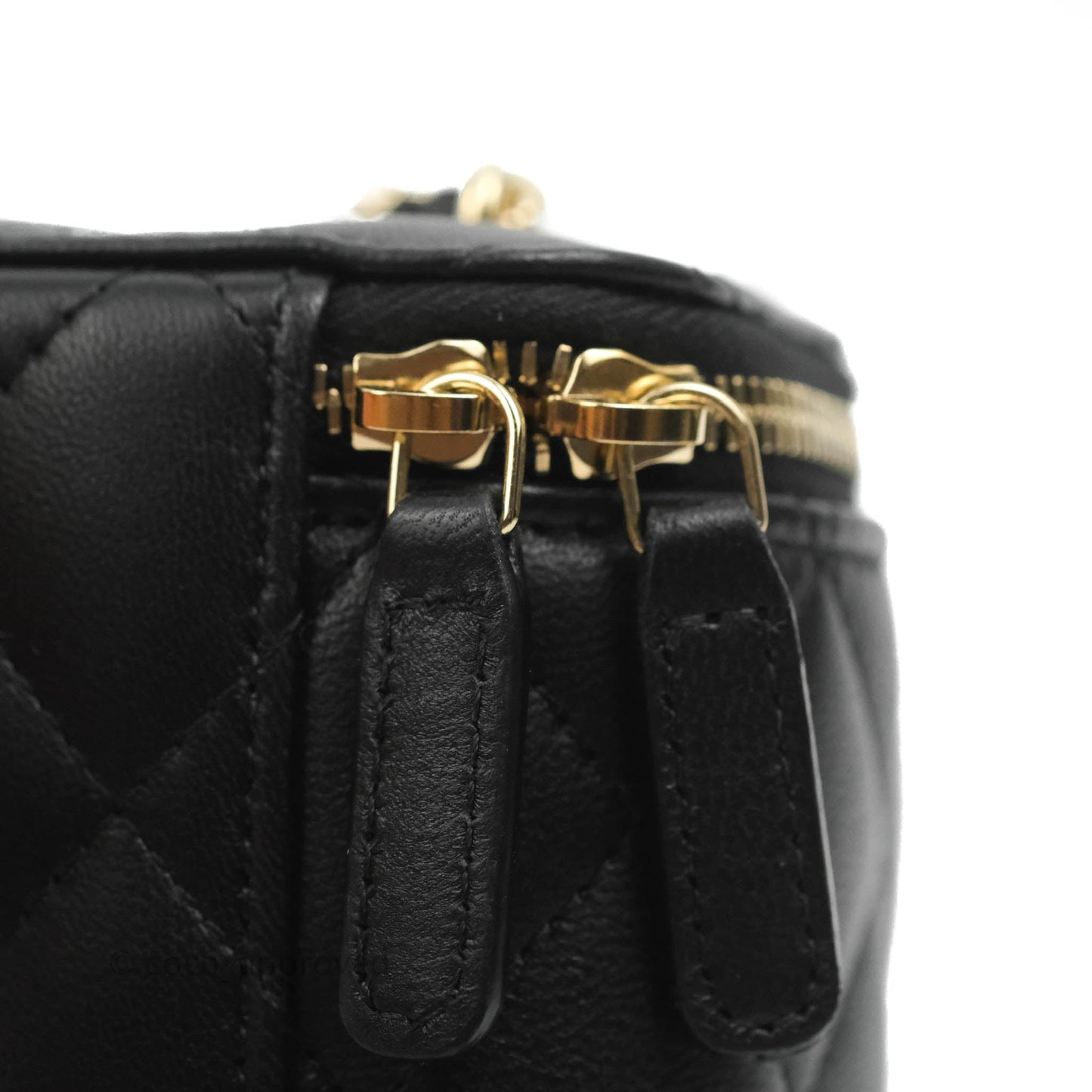 Chanel Mini Vanity With Pearl Chain Black Lambskin Gold Hardware
