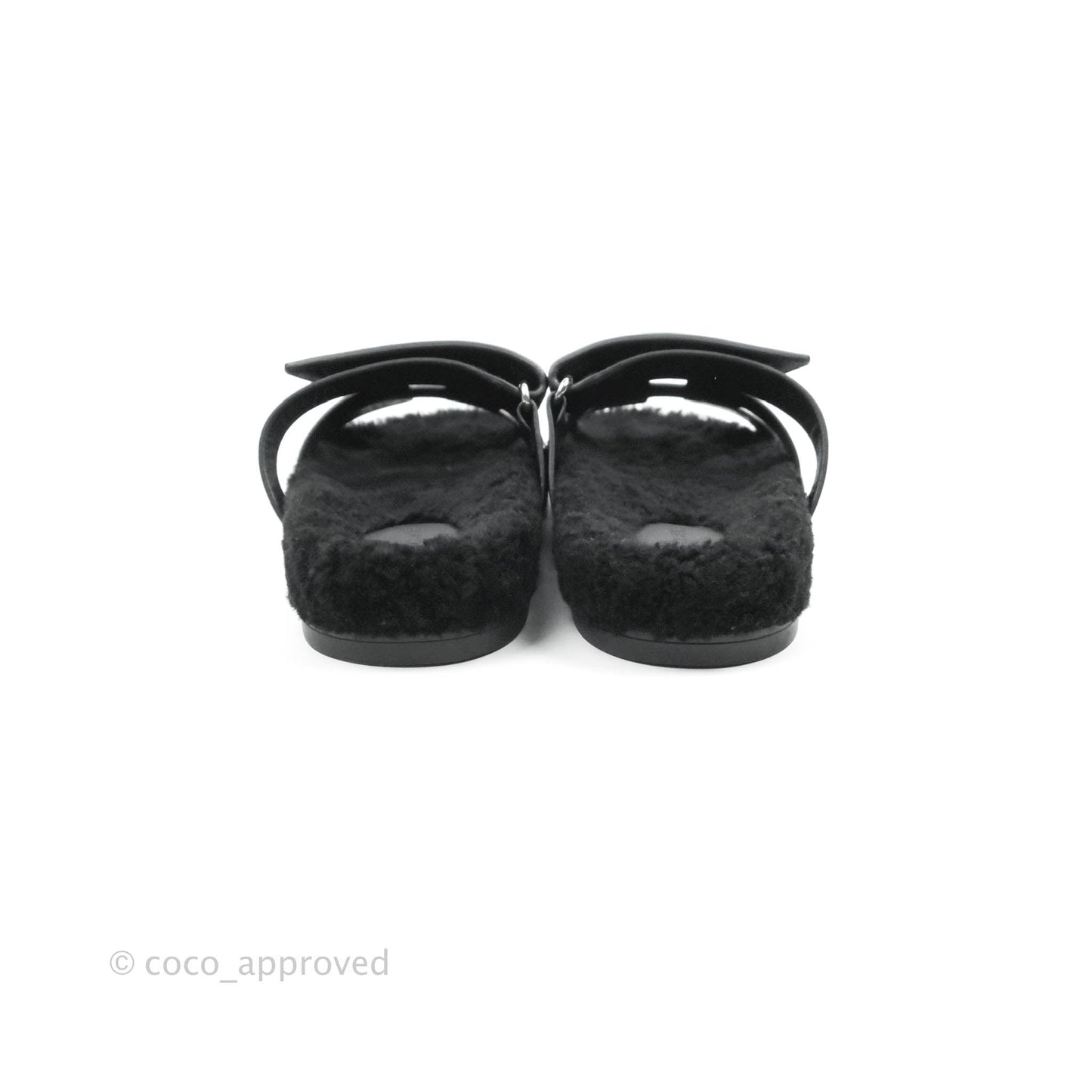Hermès Chypre Sandal Shearling Black Calfskin