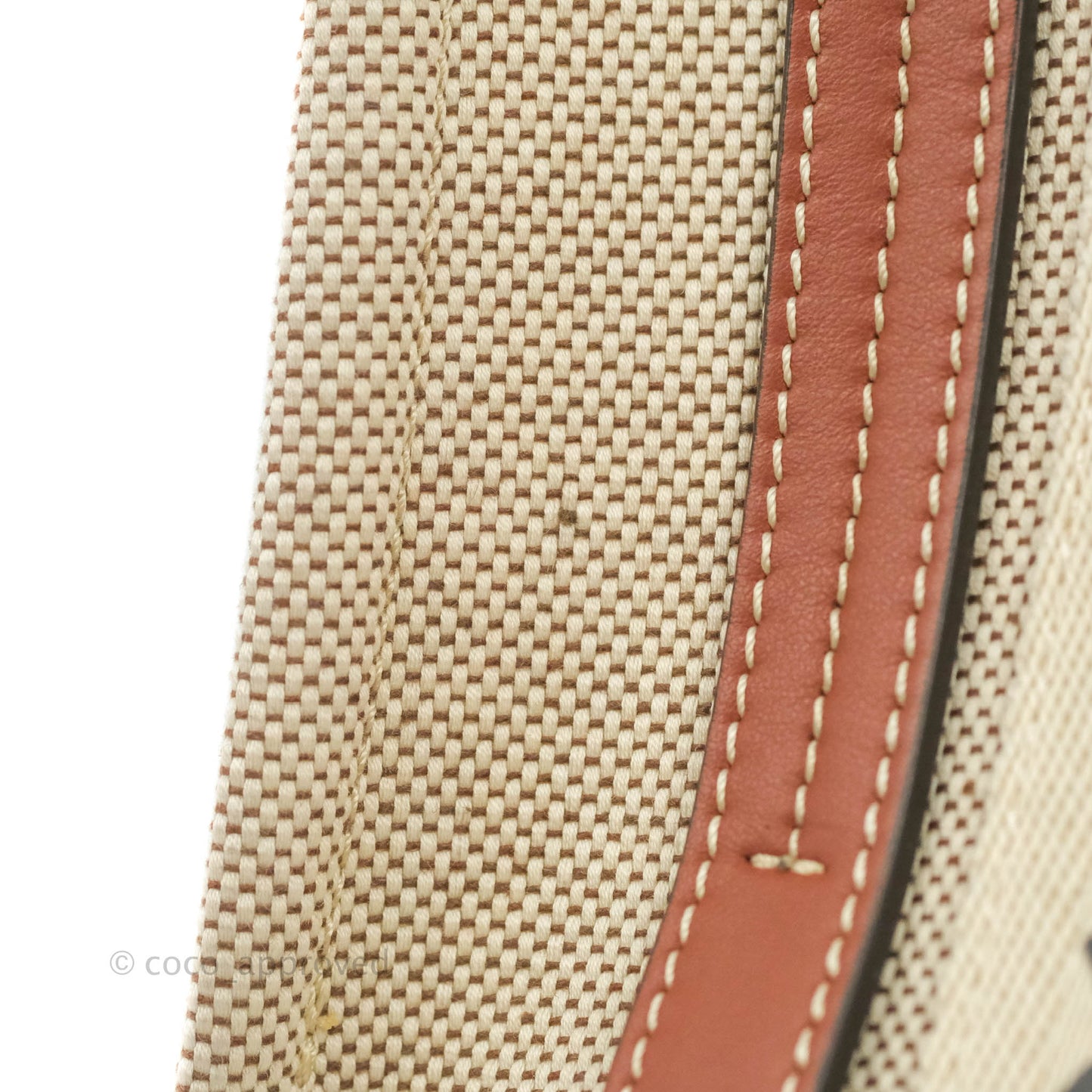 Chloe Small Woody Tote Bag Cotton Canvas & Brown Calfskin with Woody Ribbon