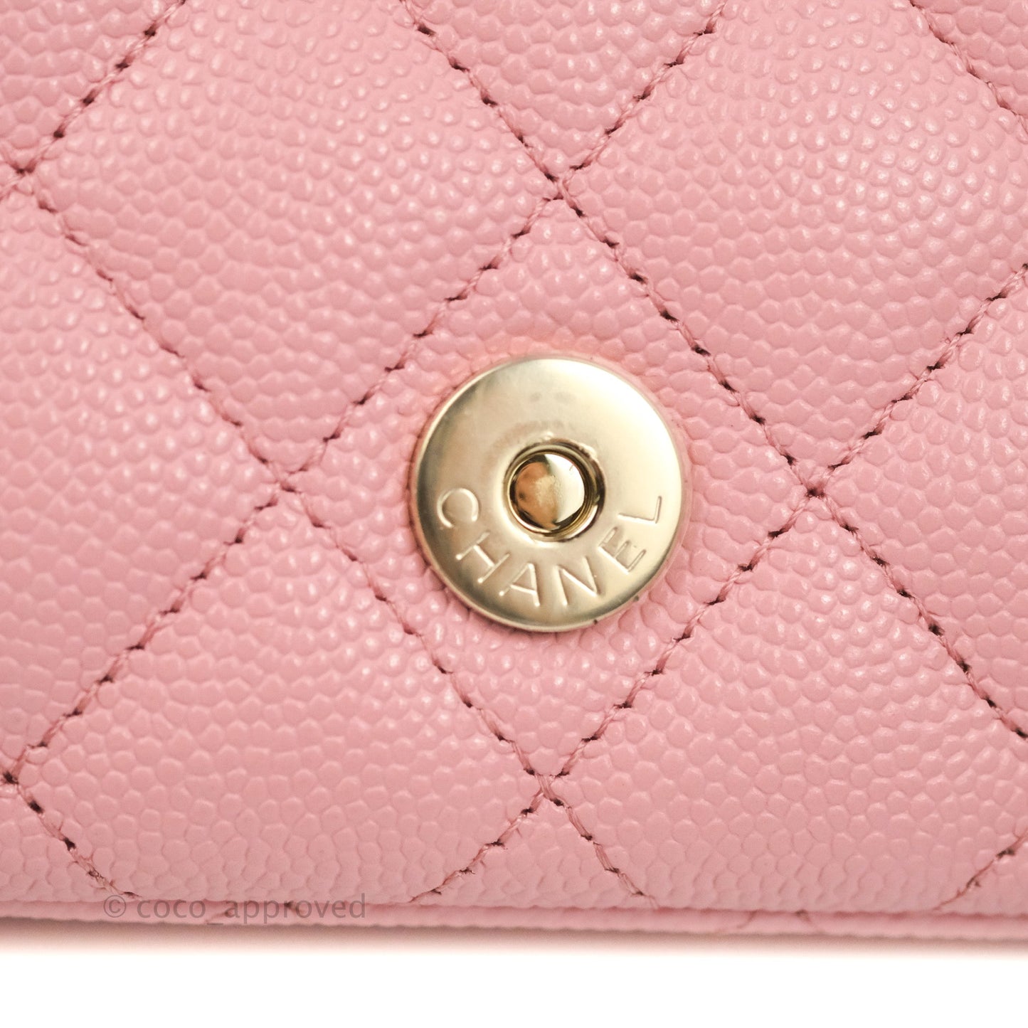 Chanel Quilted Glasses Case With Chain Pink Caviar Gold Hardware