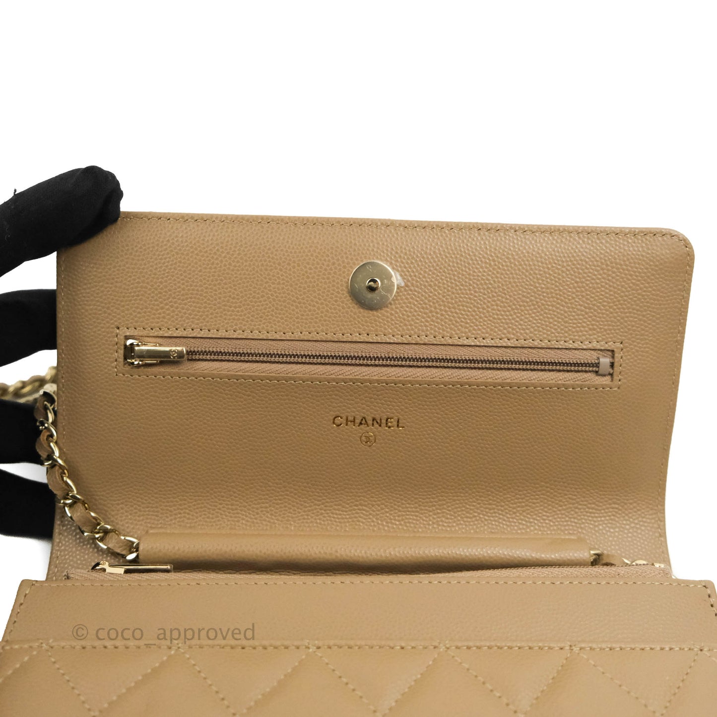 Chanel Quilted Classic WOC Dark Beige Caviar Gold Hardware