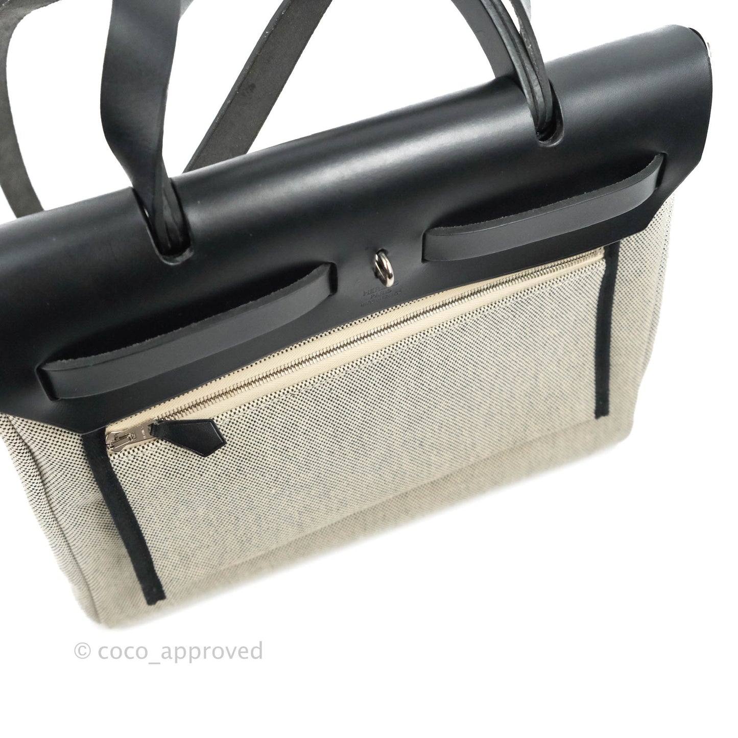 Hermès Herbag Zip 31 Black Pegasus Pop Canvas Palladium Hardware