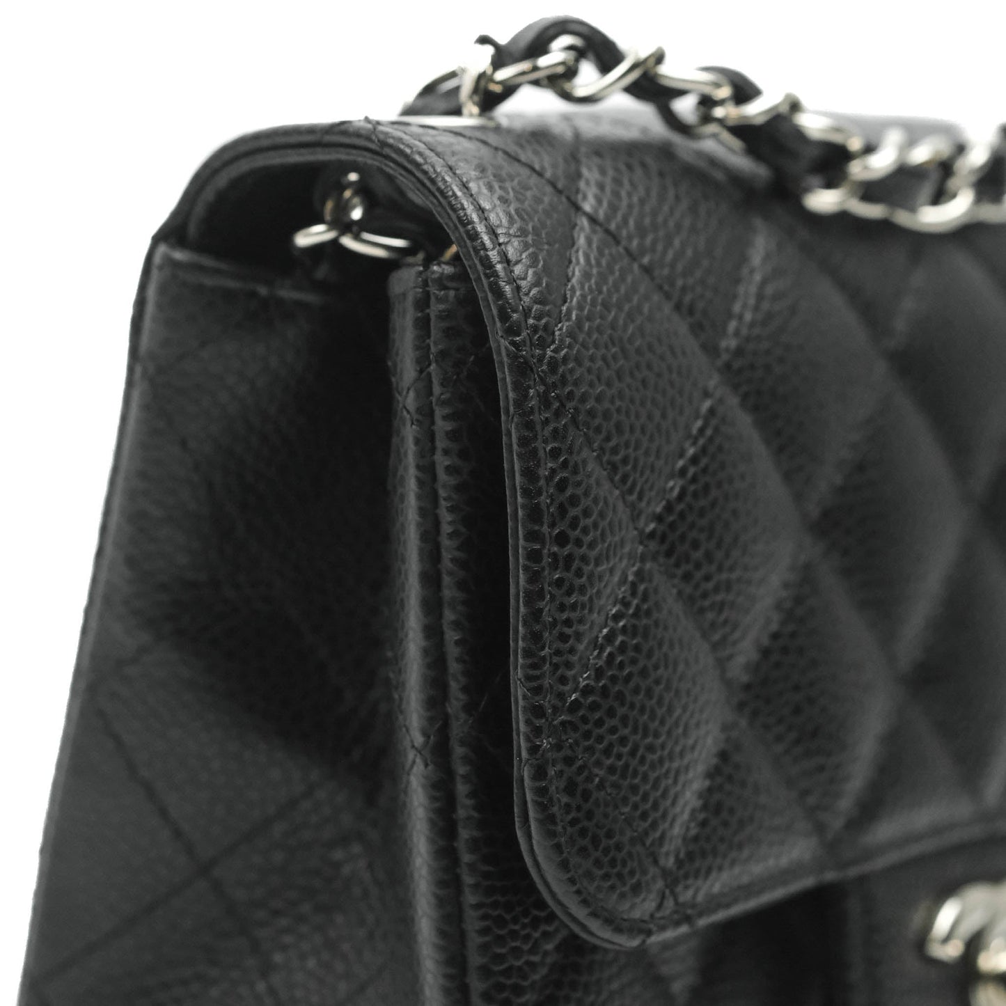 Chanel Mini Square Black Caviar Silver Hardware