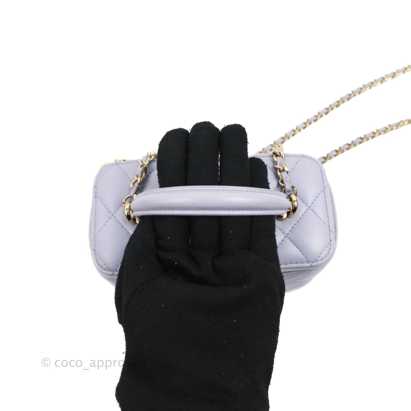 Chanel Vanity Rectangular Top Handle Lilac Lambskin Gold Hardware