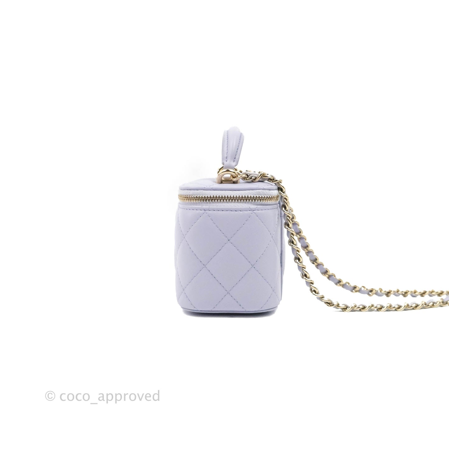 Chanel Mini Top Handle Vanity With Chain Lilac Lambskin Gold Hardware