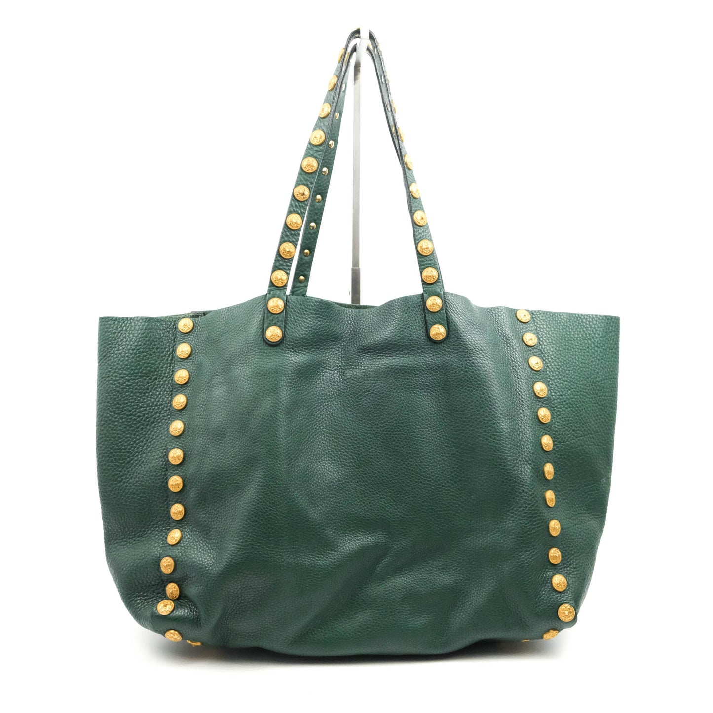 Valentino Large Gryphon Stud Tote Green Grained leather