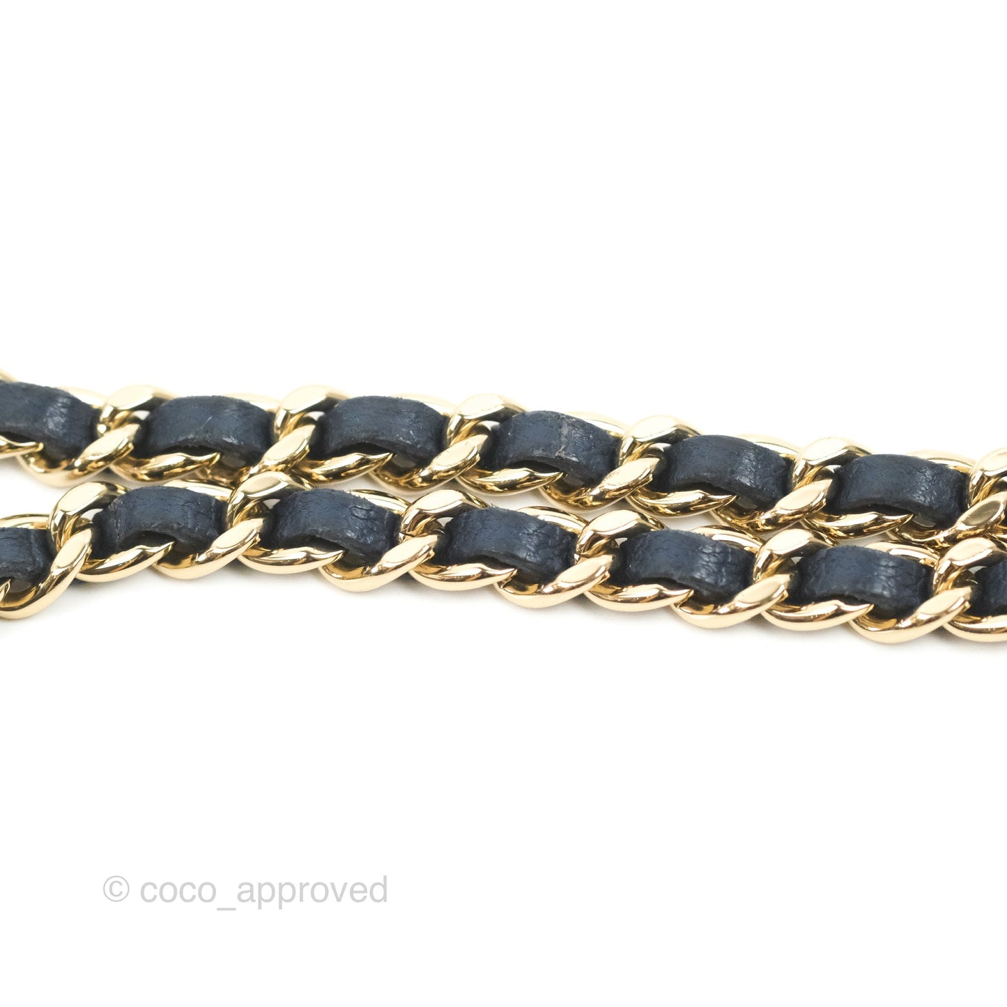 Chanel Square WOC Wallet On Chain Blue Lambskin Chevron Gold Hardware