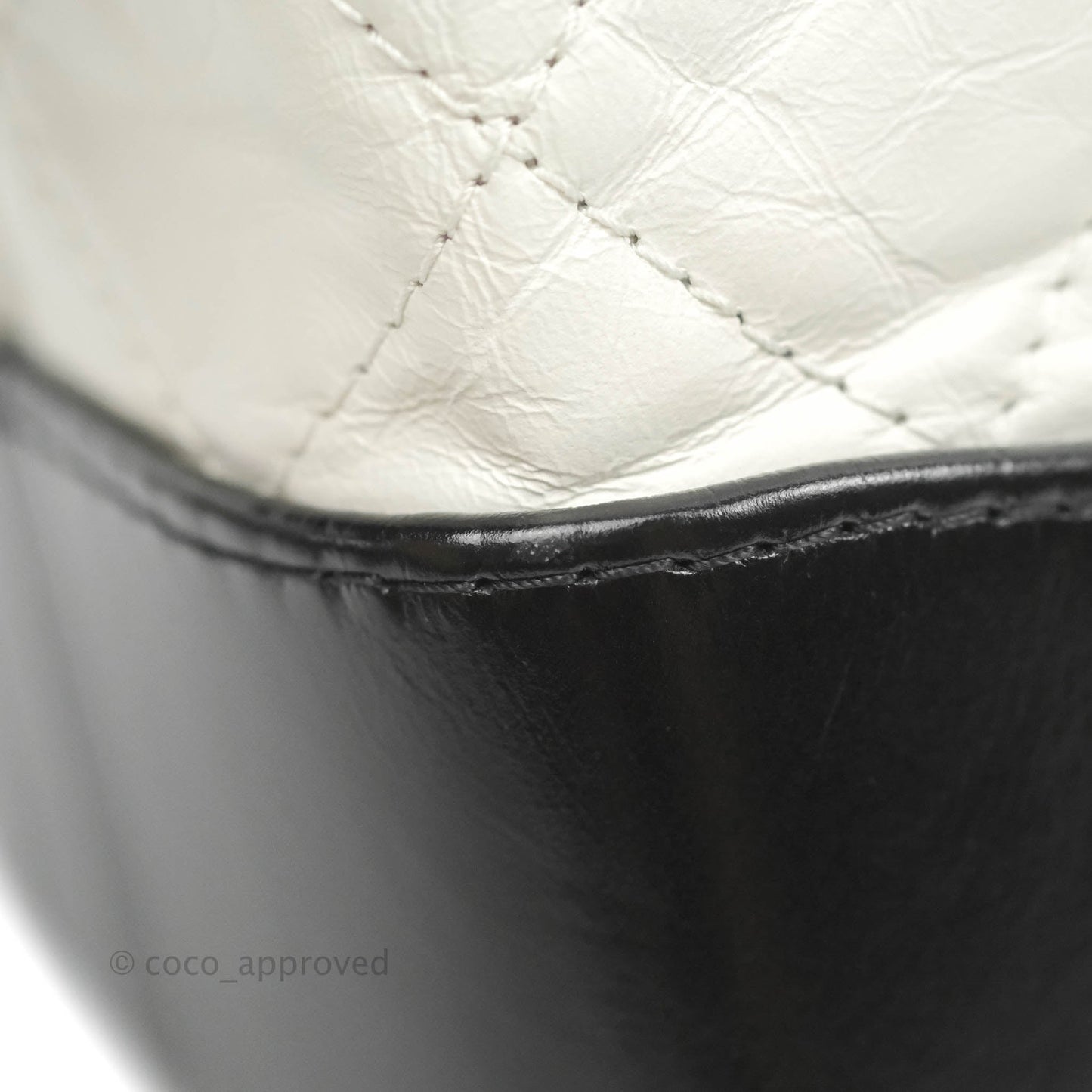 Chanel Small Gabrielle Backpack White Black Aged Calfskin