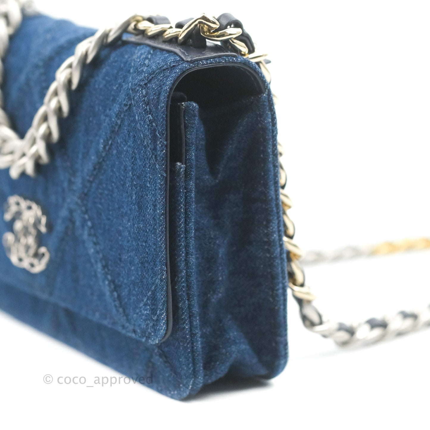 Chanel 19 Wallet on Chain WOC Blue Denim Mixed Hardware