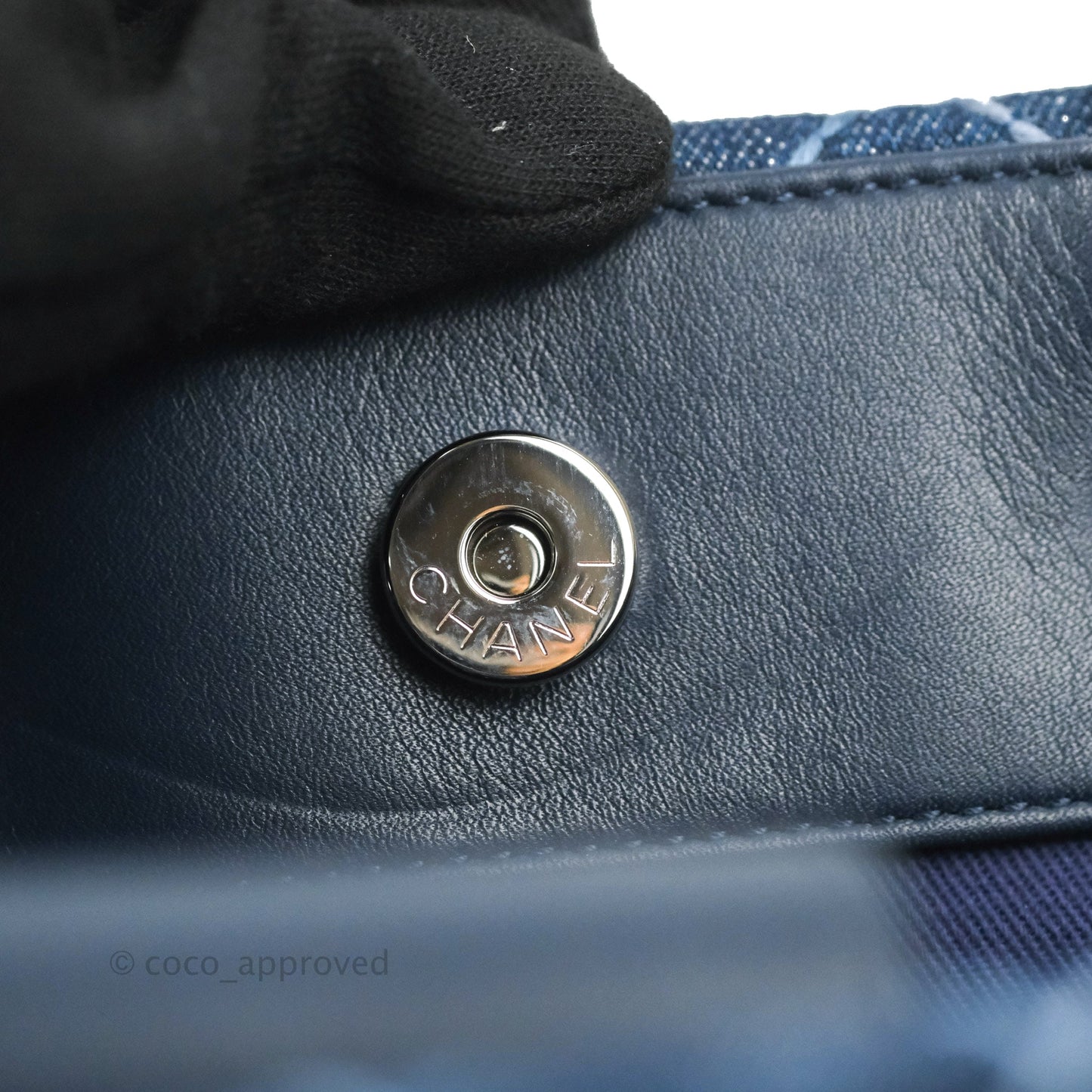 Chanel Quilted Medium Coco Handle Shopping Tote Denim Silver Hardware