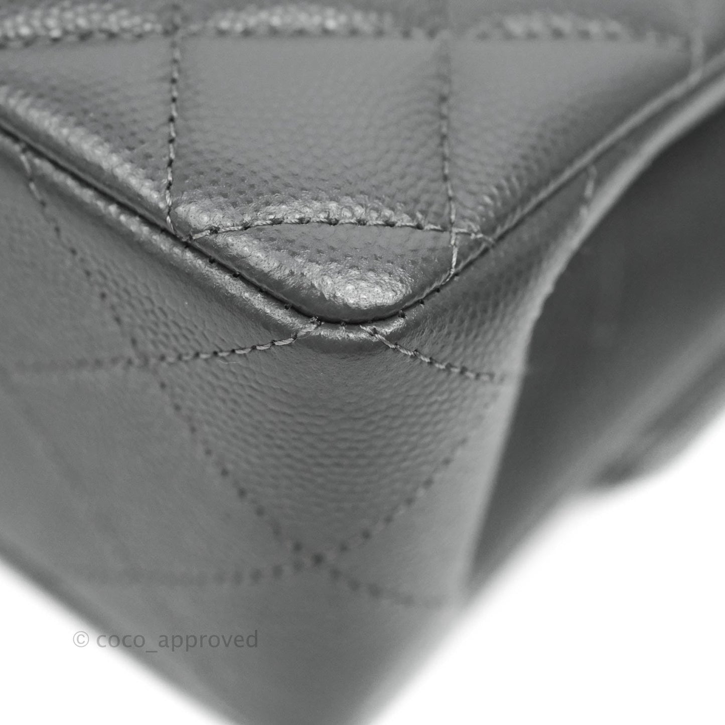 Chanel Classic Small S/M Flap Dark Grey Caviar Gold Hardware 21B